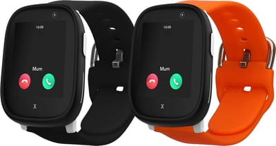 kwmobile horlogeband geschikt voor Xplora X6 Play - Maat S - 2x siliconen armband voor fitnesstracker in zwart / oranje