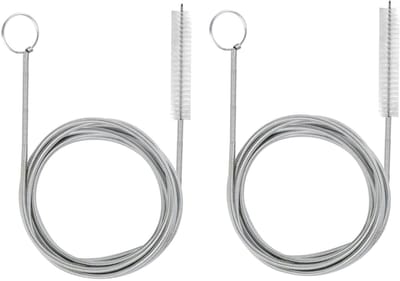 2-stuks RVS koelkast afvoerontstopper - Buisreinigingsborstel - Flexibele afvoerontstopper - Efficiënte buisreiniging - 1,5 m - Met nylon borstel - Geschikt voor koelkasten, rietjes, dakramen en airconditioners - Zilver