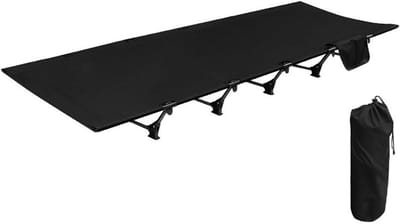 Opvouwbaar campingbedje - Draagbaar slaapbed - Kamperen en reizen - Lichtgewicht en duurzaam - 192 x 65 cm - Zwart