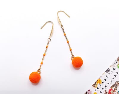 Jeannette-Creatief® - Holland - Pompom Jasseron - Dames Oorbellen - Oranje - Oorbellen - Oranje Oorbellen - Oranje Pompoms - Holland - Rood Wit Blauw - Oranje - WK - Koningsdag