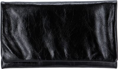 abro Leren Koppeling Avondtas Leather Athene Clutch Bag Black / Nickel Zwart