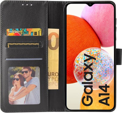 BookCase Hoesje Geschikt Voor Samsung A14 - Wallet Case - Hoesje Met Pasjeshouder - Zwart