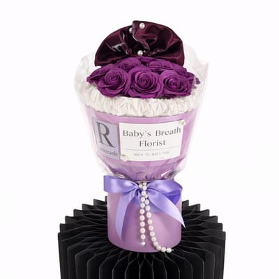 La Roselle Amsterdam Kunstbloemen paarse Geurende Rozen cadeau box