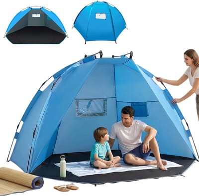 Zonneschermtent - Strandtent - Kampeertent - Waterdicht - UV-bescherming - Opvouwbaar - 220x120x120 CM - Blauw
