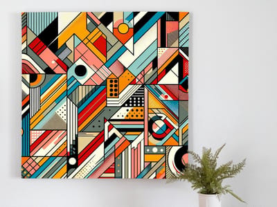Pop art picasso schilderij | Picasso meets Pop Art: A Fusion of Colorful Creativity | Kunst - 20x20 centimeter op Canvas | Foto op Canvas