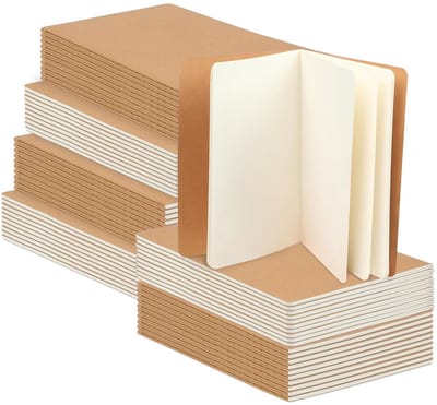 Blanco Notitieboeken - Mini Tijdschriften - Schrijven Schetsen - Ongevoerd Papier - 60 Stuks - Kraft Bruin