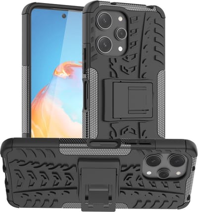 Coverup Hoesje - Geschikt voor Xiaomi Redmi 12 Hoesje - Coverup Rugged Kickstand Back Cover - Zwart