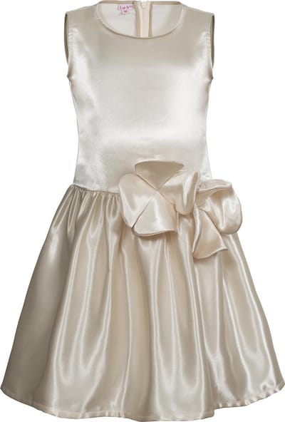 La V  Feestelijke jurk met bloemen op de taille  Cream - 116