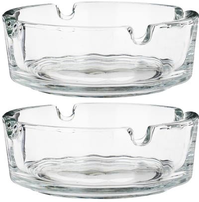 Glazen asbak 8 cm, 2 stuks.
