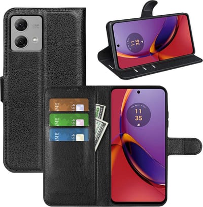 MobyDefend Hoesje - Geschikt voor Motorola Moto G84 - Kunstleren Wallet Book Case (Sluiting Voorkant) - Zwart