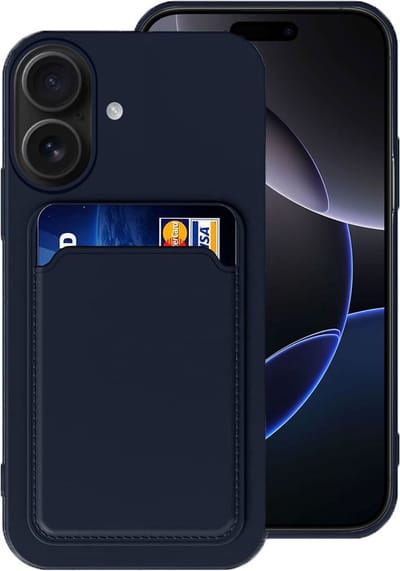 Geschikt voor Apple iPhone 16 Pasjes houder Hoesje Case - Portemonnee Hoesje Cover - Blauw