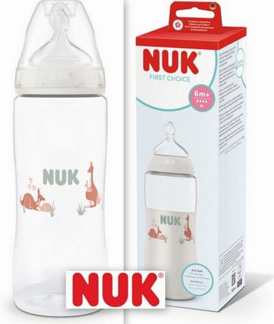 NUK | First Choice+ | babyfles 360 ml | Kangaroo Taupe | 6 maanden + | speen maat : XL |