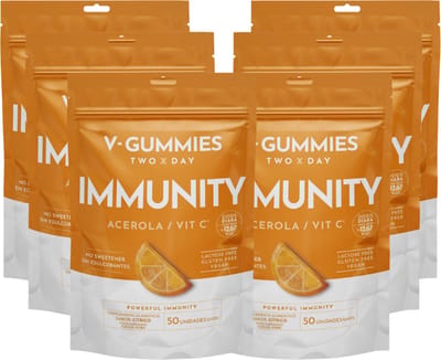 V-GUMMIES IMMUNITY ACEROLA / VIT C - Vitamine Gummie - 6 x 50 Stuks - Voordeelverpakking