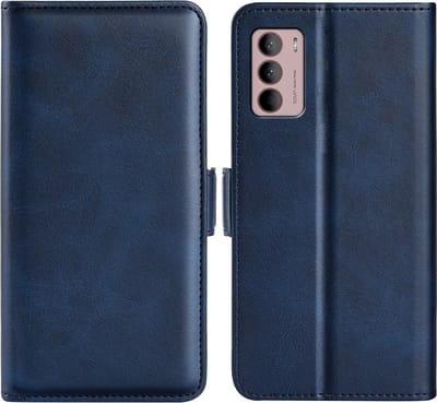 MobyDefend Hoesje - Geschikt voor Motorola Moto G42 - Luxe Wallet Book Case (Sluiting Zijkant) - Blauw
