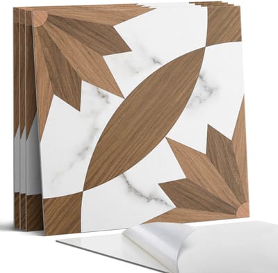 Coloray Wandpanelen Zelfklevend - Geometrisch patroon met hout Zelfklevende Wandpanelen - 50 cm x 50 cm - Bruin Wandpaneel PVC - 5 stuks - Texturen Wandpanelen Zelfklevend - Wandpaneel Keuken - Wandpanelen Badkamer