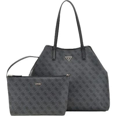 GUESS Schoudertas Shopper Eco Victtoria Large 2 In 1 Tote Coal Logo Donkergrijs