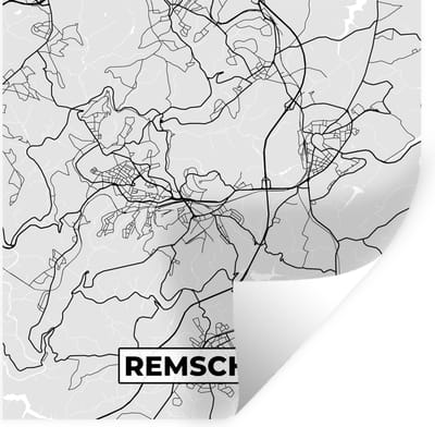 Muurstickers - Sticker Folie - Plattegrond - Remscheid - Kaart - Stadskaart - Duitsland - 100x100 cm - Plakfolie - Muurstickers Kinderkamer - Zelfklevend Behang XXL - Zelfklevend behangpapier - Stickerfolie