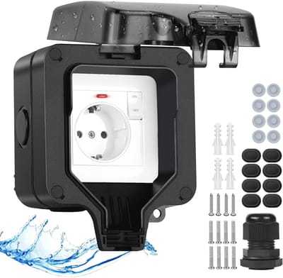 Buitenstopcontact Waterdicht - Stopcontact met Schakelaar - Veilig Stroom Buiten - IP66 Weerbestendig - Enkel Stopcontact - Antraciet