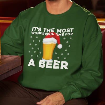 Foute Kerst Trui Groen It's The Most Wonderful Time For A Beer XS