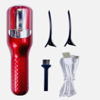 Tondeuse voor gespleten haarpunten, ontklitter van gespleten haarpunten, voor beschadigd haar, reparatie, haarverzorging, conditioner, oplaadbaar, snoerloos, rood.