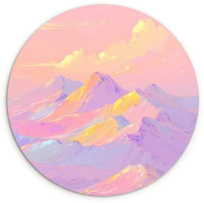 WallCircle® Wandcirkel 120x120 cm - Muurcirkel Bergtoppen - Wolken - Dromerig - Muurdecoratie woonkamer - Wanddecoratie slaapkamer - Kamer decoratie accessoires - Ronde schilderijen XXL