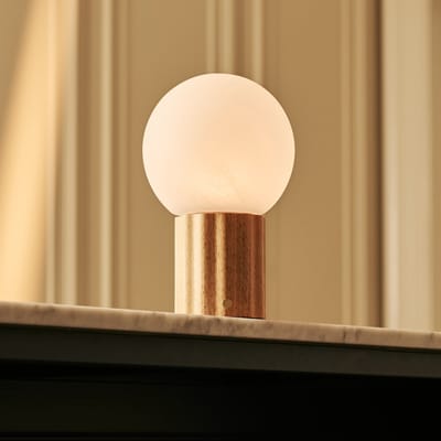Tavellio Wim Oplaadbare Tafellamp – H24 – Hout en Glas – Lichtbruin