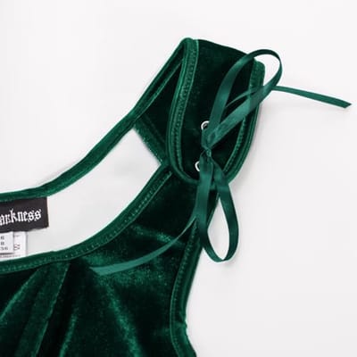 Dameskorset met middeleeuwse en renaissance-invloeden - vintage velours bustier met vetersluiting