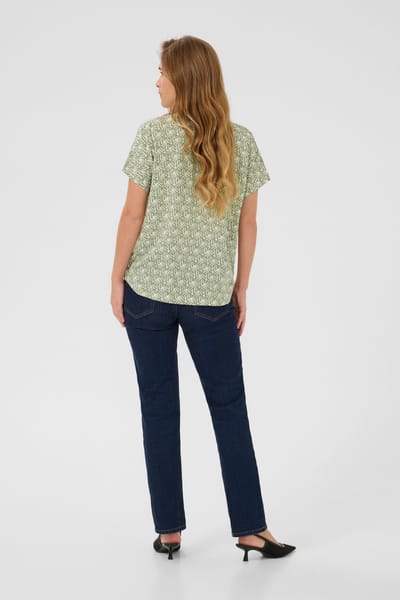 Blouse met korte mouwen Regular fit Oli Green / Chalk Print green