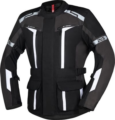 IXS Evans-ST 2.0 Waterdichte Touring Zwart Grijs Wit Textiele Motorjas - Jas