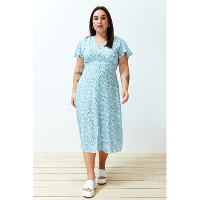Curve dames maxi-jurk met bloemenprint, casual/dagelijks en relaxed, plus size.