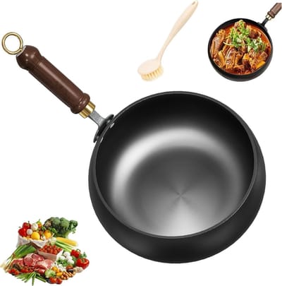 IJzeren Koekenpan - Smeedijzeren Pan Koekenpan - Veelzijdig Koken - Handgesmeed Vakmanschap - 24/28 cm - Zwart