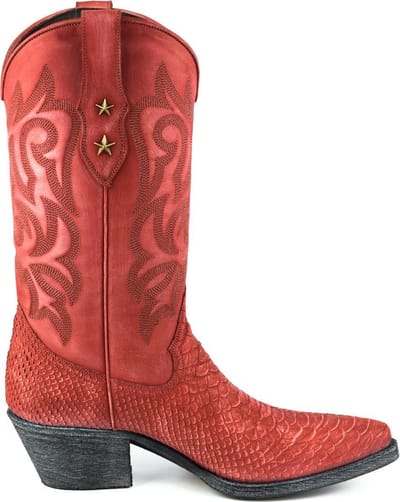 Mayura Boots Alabama 2524 Rood Lavado/ Dames Westernlaars Spitse Neus 5 cm Hak Hoge Schacht Echt Leer Maat EU 37