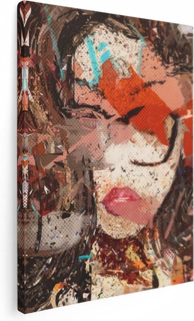 Artaza Canvas Schilderij Vrouw Abstract - 30x40 cm - Klein - Muurdecoratie Popart - Wanddecoratie Woonkamer - Kamer Accessoires