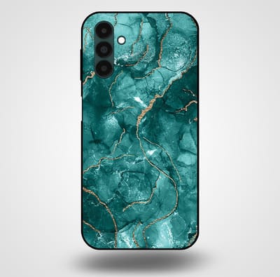 Smartphonica Telefoonhoesje voor Samsung Galaxy A13 5G met marmer opdruk - TPU backcover case marble design - Goud Groen geschikt voor Samsung Galaxy A13 5G