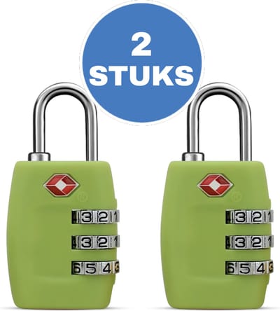 Kofferslot - 2 stuks - Hangslot - Cijferslot - 3 Cijfers - TSA Gecertificeerd - Groen