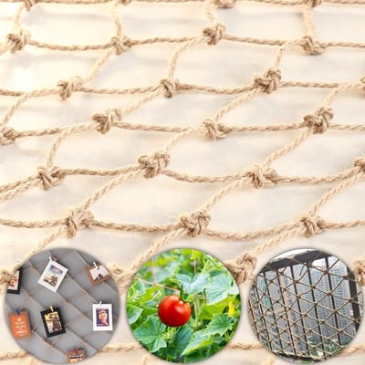 Dailygoods - Jute Trellis Net voor Planten - 1 m x 5 m met Touw voor Klimplanten