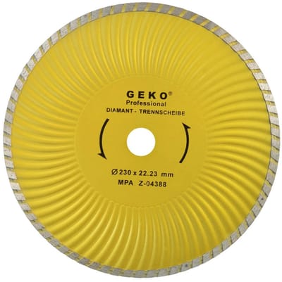 GEKO Diamantschijf - Turbo Plus Rand - 230 mm - Voor Steen en Beton