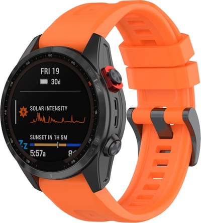 By Qubix - Geschikt voor Garmin bandje - 26mm Quickfit - Siliconen sportbandje - Oranje - Geschikt voor Garmin Fenix 7X / 6X / 5X