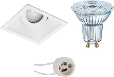 LED Spot Set - LEDVANCE Parathom PAR16 940 36D - Proma Zano Pro - GU10 Fitting - Dimbaar - Inbouw Vierkant - Mat Wit - 3.4W - Natuurlijk Wit 4000K - Kantelbaar - 93mm