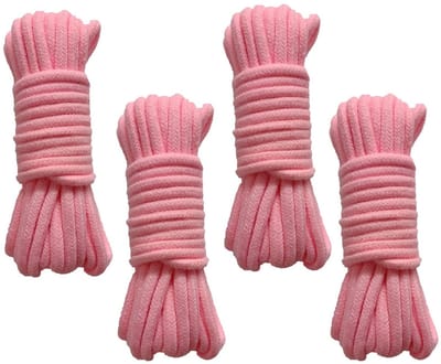 Dailygoods - 4 stuks Katoenen Touw Gevlochten Koord - 10 meter lang, 8 mm dik in Roze