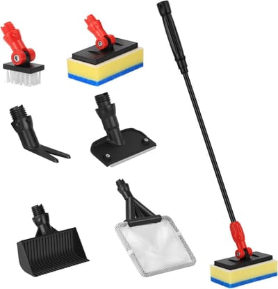 Complete Aquarium Reinigingsset, 6-in-1 Schoonmaakgereedschap met Algen Schraper, Glas Spons en Buizenborstel voor Optimale Waterkwaliteit