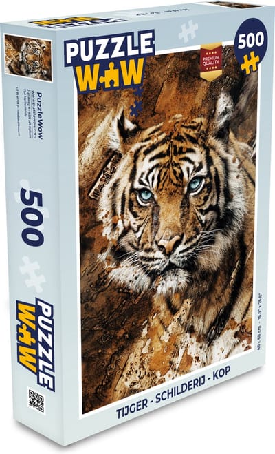 Puzzel Tijger - Schilderij - Kop - Legpuzzel - Puzzel 500 stukjes