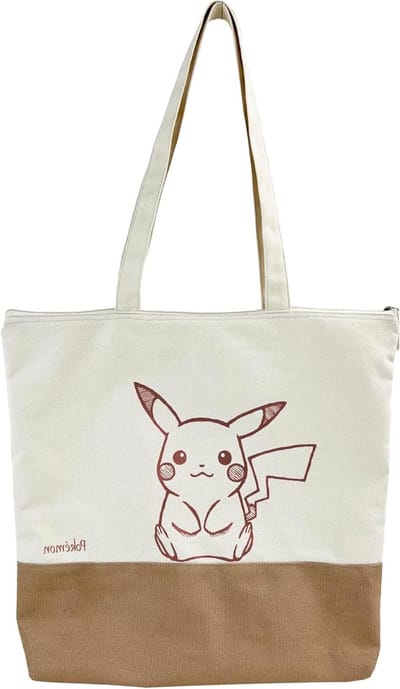 Pokémon Canvas Tas - Schooltas Plaid - Schoolbenodigdheden Opslag - Officieel Gelicenseerd - 45 x 10.5 x 38 cm - Beige