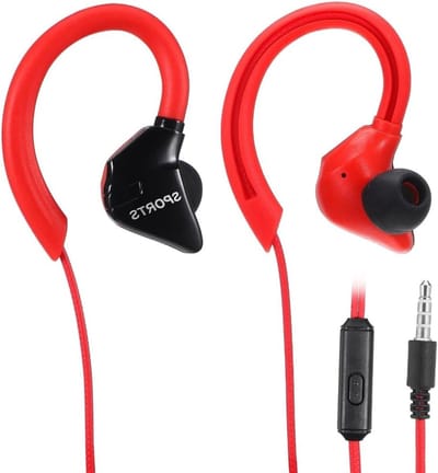 Bedrade sporthoofdtelefoon met oorhaak, waterdicht en comfortabel voor hardlopen, fitness en outdoor-activiteiten, lichte aluminiumlegering en 35 mm jackplug