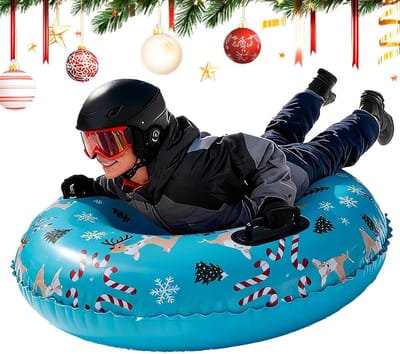 Opblaasbare Sneeuwband - Opblaasbare Sneeuwglijder - Slee - Snow Tube - Opblaasbare sneeuwband - met handvatten - Opblaasbare ski-band - Slee voor buitensporten - 80*80 cm - Groen