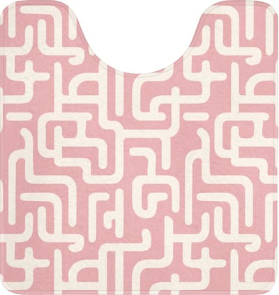 WC mat met uitsparing 55x60 cm - Antislip - Doolhofpatroon - Roze - Wit - Abstract - Toiletmat met uitsnijding - Vloermat - Douchemat - Toilet tapijt - Toiletmatten
