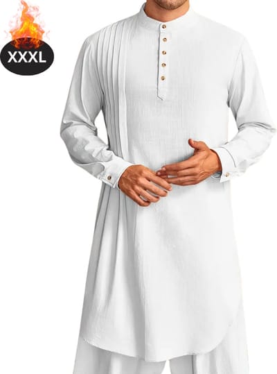 Nivard Islamitische Kleding - Djellaba Heren - Moslim Kleding - Arabisch Mannen Kaftan - Alhamdulillah -Wit XXXL