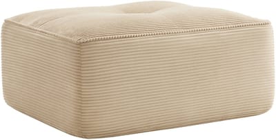 Cordelia Hocker beige - Grote voetenbank met diepe zit - Krasbestendige corduroy poef - Frameloze lounge hocker - 92x73x40 cm - Modulair - Woonkamer Beige