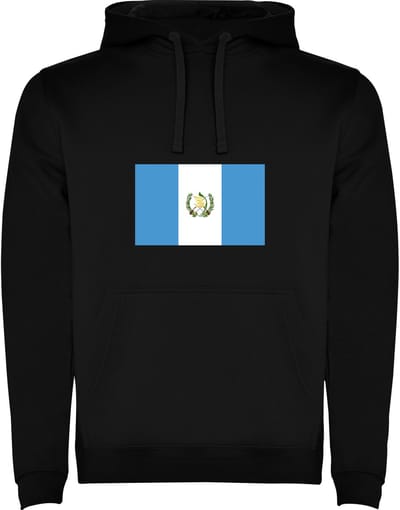 Zwarte Hoodie met Wereldse vlag land Guatemala Full Color Maat M
