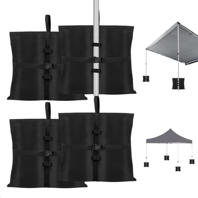 Allecta - Set van 4 zandzakken 40 x 47 cm, verzwaringsgewicht voor paviljoen, strandtent en parasol - Verzwaringszakken van 600D Oxford stof